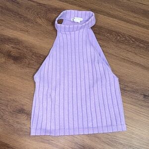 Zara Ribbed Turtleneck Cropped Tank Top Purple Size XS-S Purple